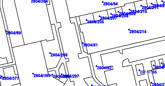 Parcela st. 2804/81 v KÚ Šlapanice u Brna, Katastrální mapa