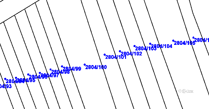 Parcela st. 2804/101 v KÚ Šlapanice u Brna, Katastrální mapa