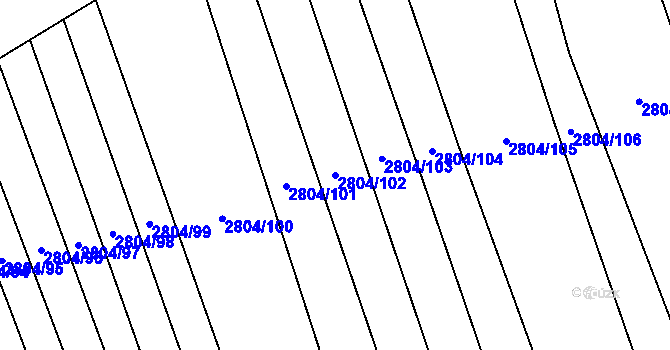 Parcela st. 2804/102 v KÚ Šlapanice u Brna, Katastrální mapa