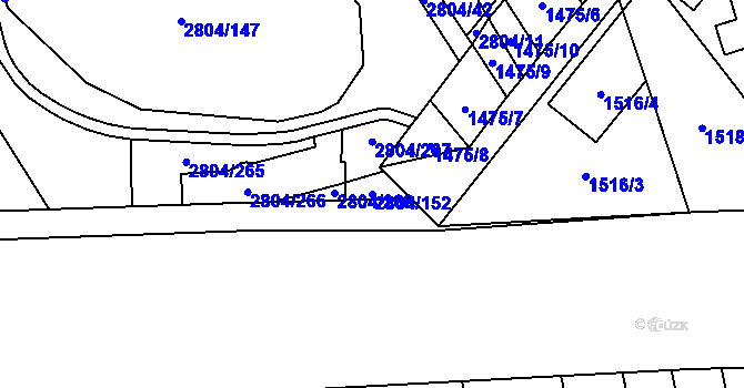 Parcela st. 2804/152 v KÚ Šlapanice u Brna, Katastrální mapa
