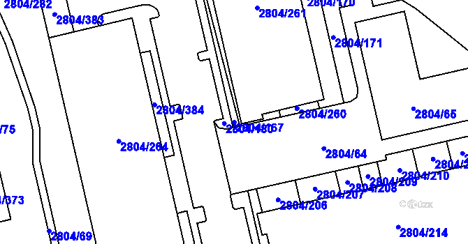 Parcela st. 2804/167 v KÚ Šlapanice u Brna, Katastrální mapa
