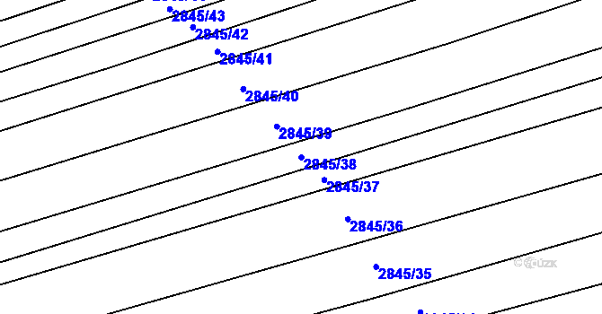 Parcela st. 2845/38 v KÚ Šlapanice u Brna, Katastrální mapa