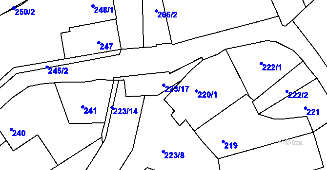 Parcela st. 223/17 v KÚ Šlapanice u Brna, Katastrální mapa