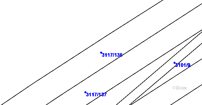 Parcela st. 3117/136 v KÚ Šlapanice u Brna, Katastrální mapa
