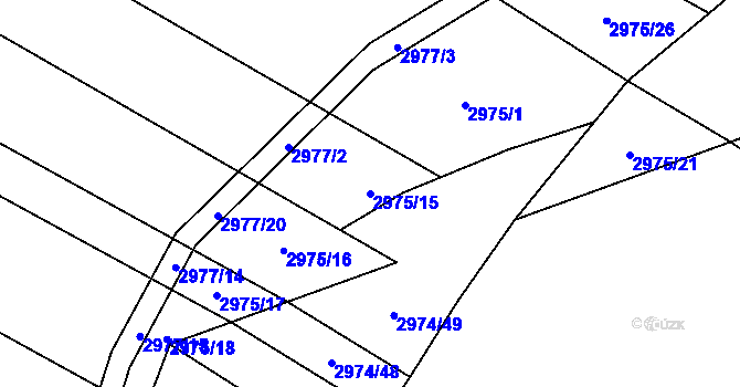 Parcela st. 2975/15 v KÚ Šlapanice u Brna, Katastrální mapa