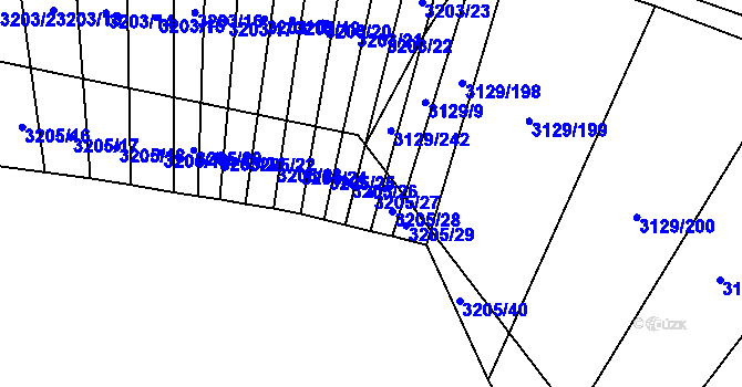 Parcela st. 3205/27 v KÚ Šlapanice u Brna, Katastrální mapa