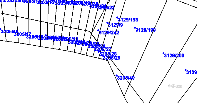 Parcela st. 3205/28 v KÚ Šlapanice u Brna, Katastrální mapa