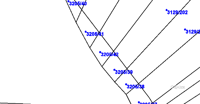 Parcela st. 3205/42 v KÚ Šlapanice u Brna, Katastrální mapa