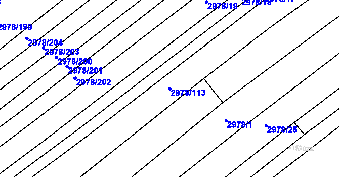 Parcela st. 2978/113 v KÚ Šlapanice u Brna, Katastrální mapa
