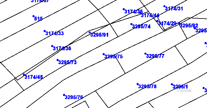 Parcela st. 3295/75 v KÚ Šlapanice u Brna, Katastrální mapa