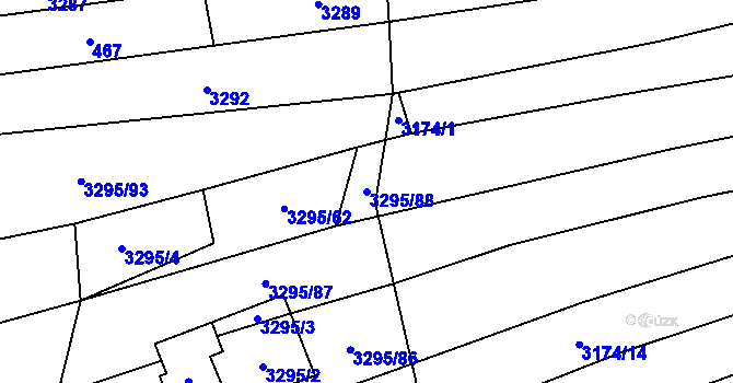 Parcela st. 3295/88 v KÚ Šlapanice u Brna, Katastrální mapa