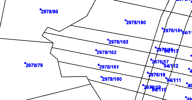 Parcela st. 2978/162 v KÚ Šlapanice u Brna, Katastrální mapa