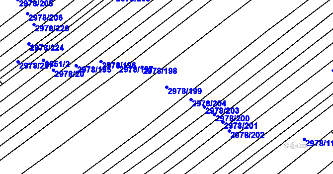 Parcela st. 2978/199 v KÚ Šlapanice u Brna, Katastrální mapa