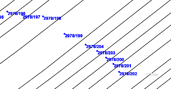 Parcela st. 2978/204 v KÚ Šlapanice u Brna, Katastrální mapa