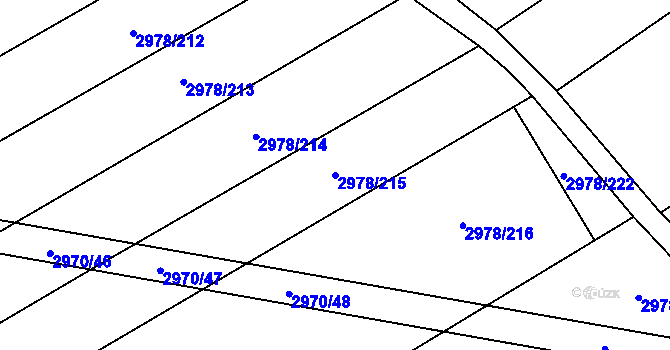 Parcela st. 2978/215 v KÚ Šlapanice u Brna, Katastrální mapa