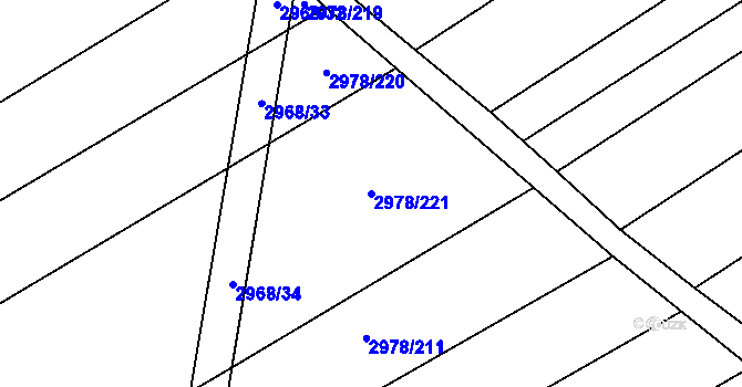 Parcela st. 2978/221 v KÚ Šlapanice u Brna, Katastrální mapa