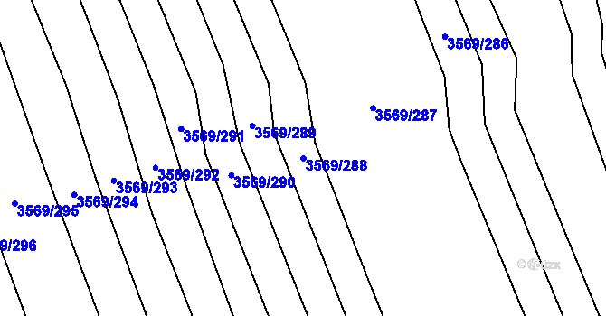 Parcela st. 3569/288 v KÚ Šlapanice u Brna, Katastrální mapa