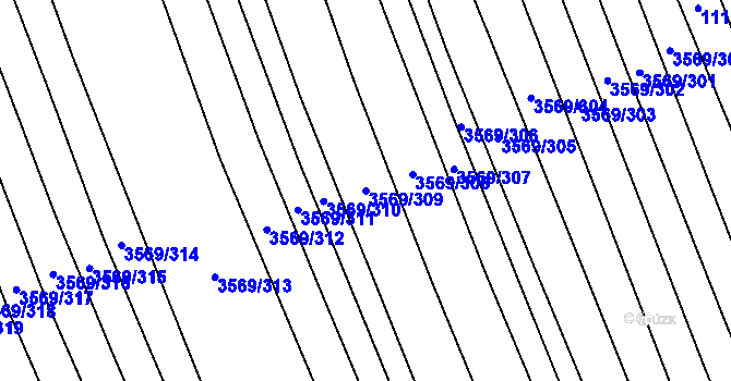 Parcela st. 3569/309 v KÚ Šlapanice u Brna, Katastrální mapa