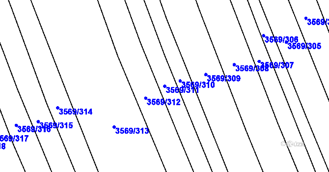 Parcela st. 3569/311 v KÚ Šlapanice u Brna, Katastrální mapa