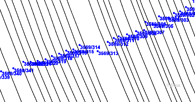 Parcela st. 3569/313 v KÚ Šlapanice u Brna, Katastrální mapa