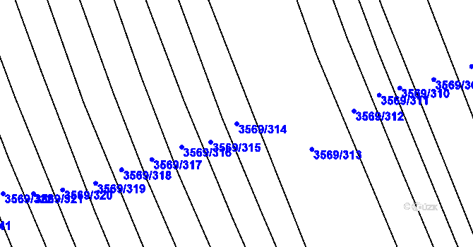 Parcela st. 3569/314 v KÚ Šlapanice u Brna, Katastrální mapa