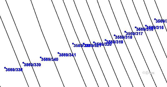 Parcela st. 3569/321 v KÚ Šlapanice u Brna, Katastrální mapa