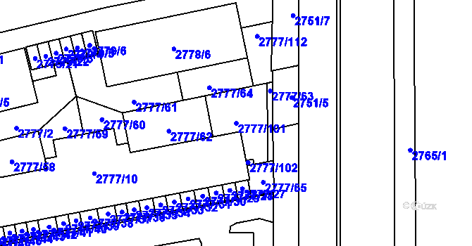 Parcela st. 2777/101 v KÚ Šlapanice u Brna, Katastrální mapa