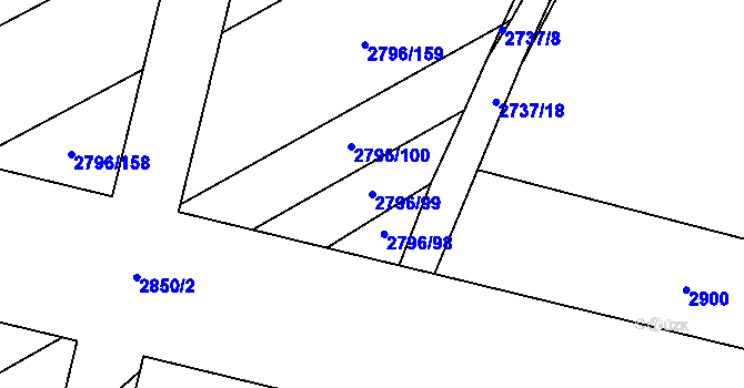 Parcela st. 2796/99 v KÚ Šlapanice u Brna, Katastrální mapa