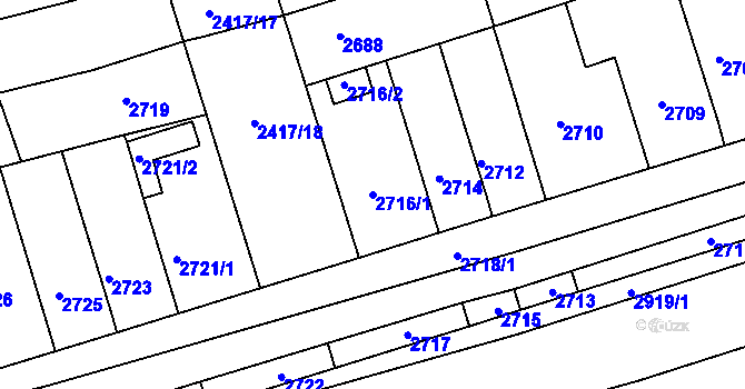 Parcela st. 2716/1 v KÚ Šlapanice u Brna, Katastrální mapa