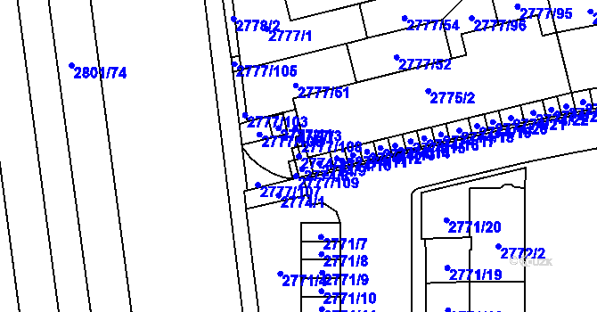 Parcela st. 2774/25 v KÚ Šlapanice u Brna, Katastrální mapa