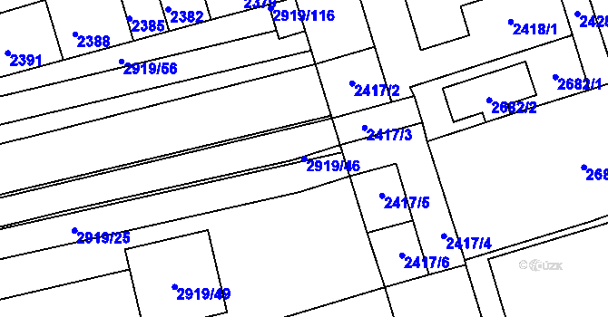 Parcela st. 2919/46 v KÚ Šlapanice u Brna, Katastrální mapa
