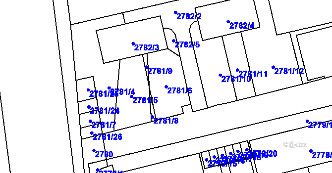 Parcela st. 2781/6 v KÚ Šlapanice u Brna, Katastrální mapa