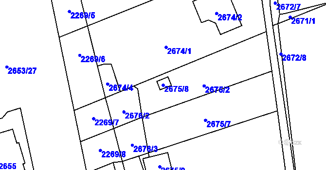 Parcela st. 2675/8 v KÚ Šlapanice u Brna, Katastrální mapa