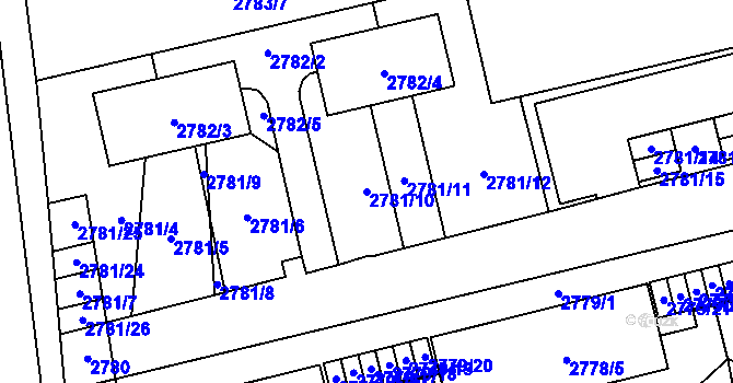 Parcela st. 2781/10 v KÚ Šlapanice u Brna, Katastrální mapa