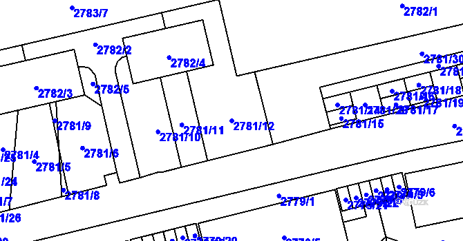 Parcela st. 2781/12 v KÚ Šlapanice u Brna, Katastrální mapa