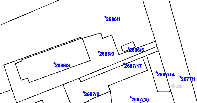 Parcela st. 2686/9 v KÚ Šlapanice u Brna, Katastrální mapa