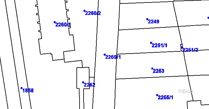 Parcela st. 2269/1 v KÚ Šlapanice u Brna, Katastrální mapa
