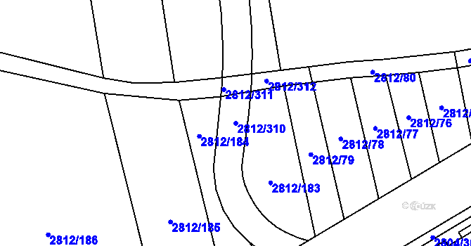 Parcela st. 2812/310 v KÚ Šlapanice u Brna, Katastrální mapa