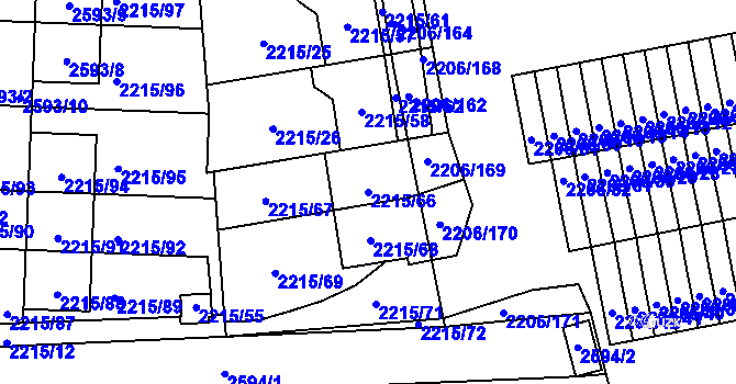 Parcela st. 2215/66 v KÚ Šlapanice u Brna, Katastrální mapa