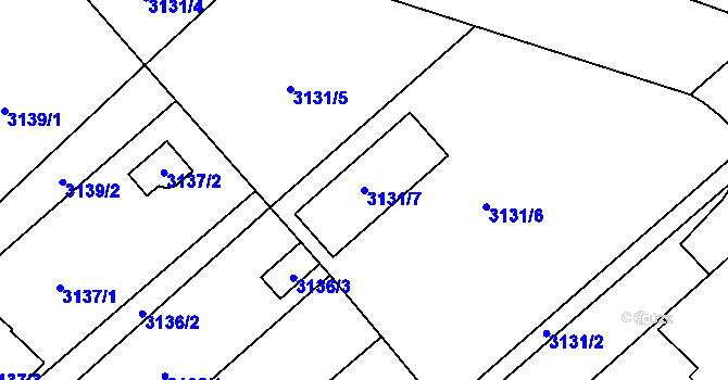 Parcela st. 3131/7 v KÚ Šlapanice u Brna, Katastrální mapa
