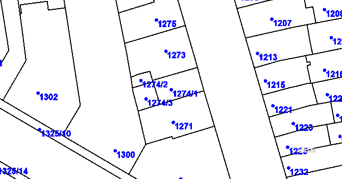 Parcela st. 1274/1 v KÚ Šlapanice u Brna, Katastrální mapa