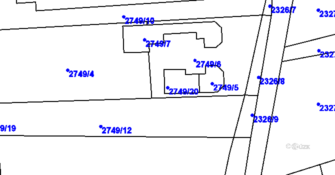 Parcela st. 2749/20 v KÚ Šlapanice u Brna, Katastrální mapa