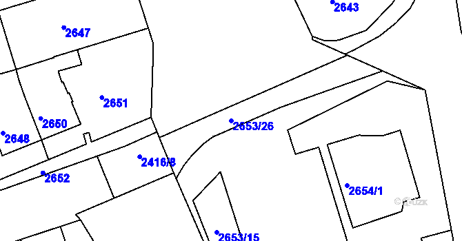Parcela st. 2653/26 v KÚ Šlapanice u Brna, Katastrální mapa