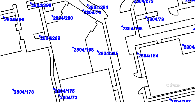 Parcela st. 2804/285 v KÚ Šlapanice u Brna, Katastrální mapa