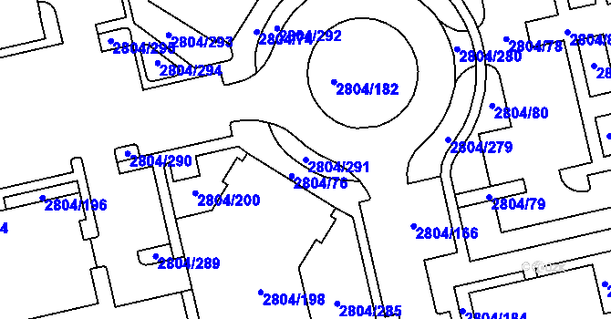 Parcela st. 2804/291 v KÚ Šlapanice u Brna, Katastrální mapa