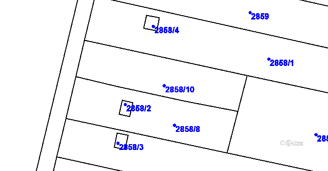 Parcela st. 2858/10 v KÚ Šlapanice u Brna, Katastrální mapa