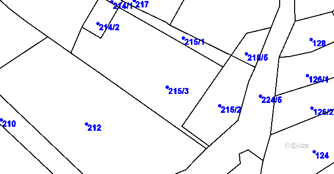 Parcela st. 215/3 v KÚ Šlapanice u Brna, Katastrální mapa