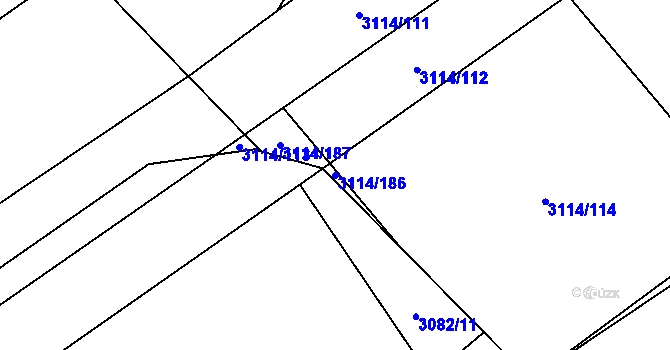 Parcela st. 3114/186 v KÚ Šlapanice u Brna, Katastrální mapa