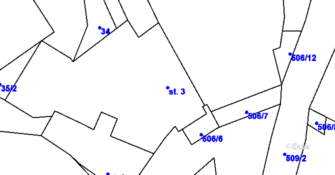 Parcela st. 3 v KÚ Šachotín, Katastrální mapa