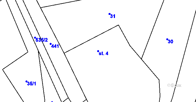 Parcela st. 4 v KÚ Šachotín, Katastrální mapa